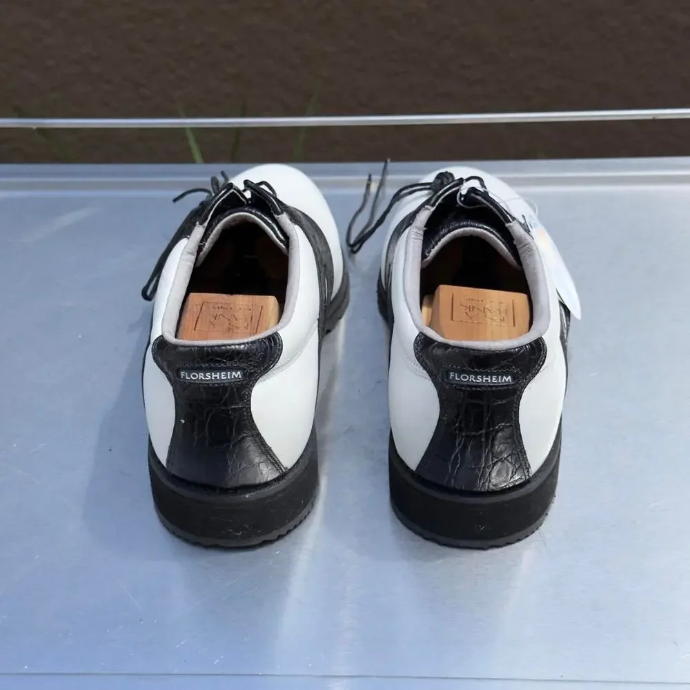 Florsheim Black and White Leather Oxford Golf Shoes - Size 9 1/2 M